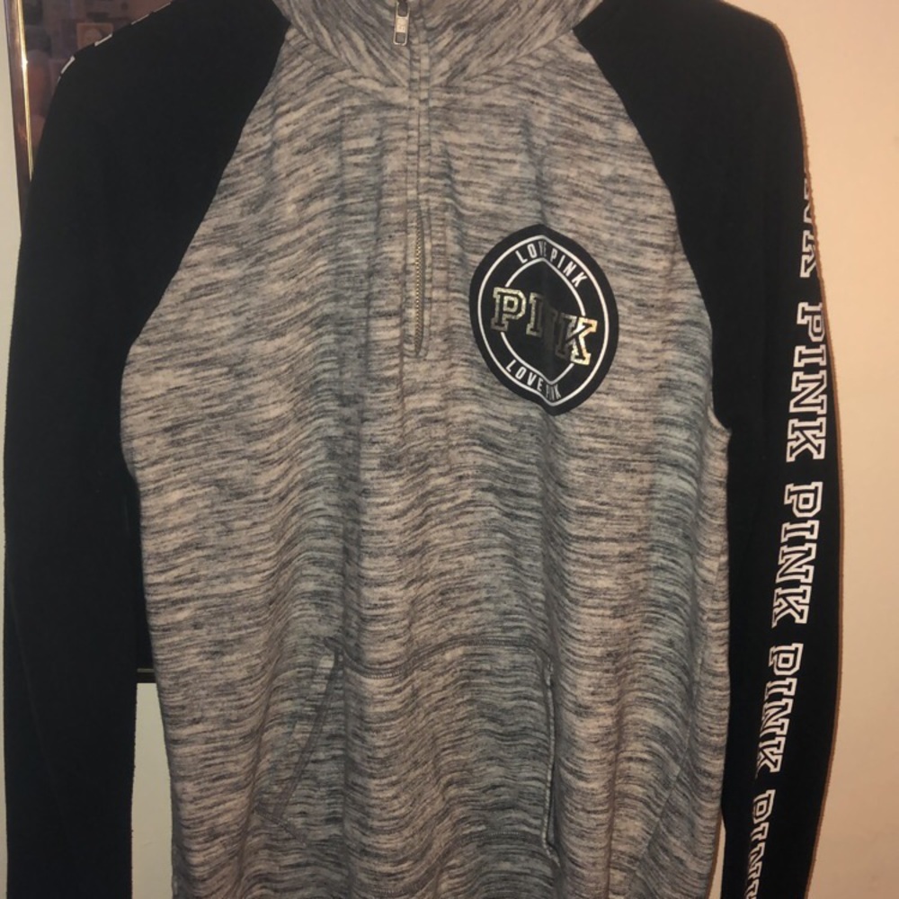 gray vicrotia secret sweatshirt